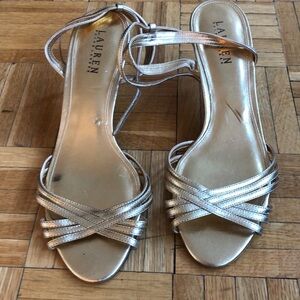 Ralph Lauren gold strapped sandals . Never worn. Size 10b.